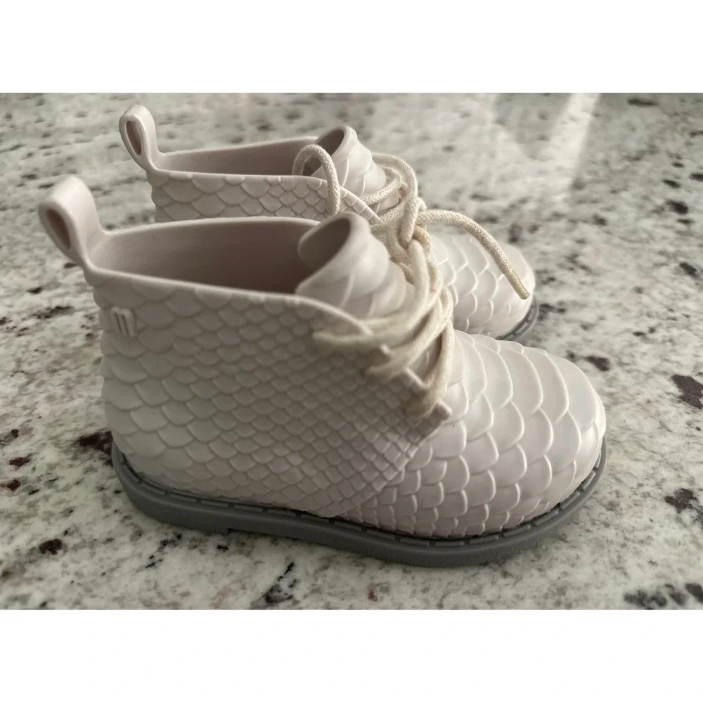 Mini Melissa x Baja East Toddler Python Scale Chukka Boots White Size 7